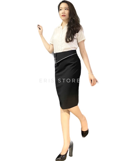 CHÂN VÁY CAO CẤP- Chân váy công sở bút chì vạt chéo ERIS VNXK Siêu đẹp - ER0024 | BigBuy360 - bigbuy360.vn