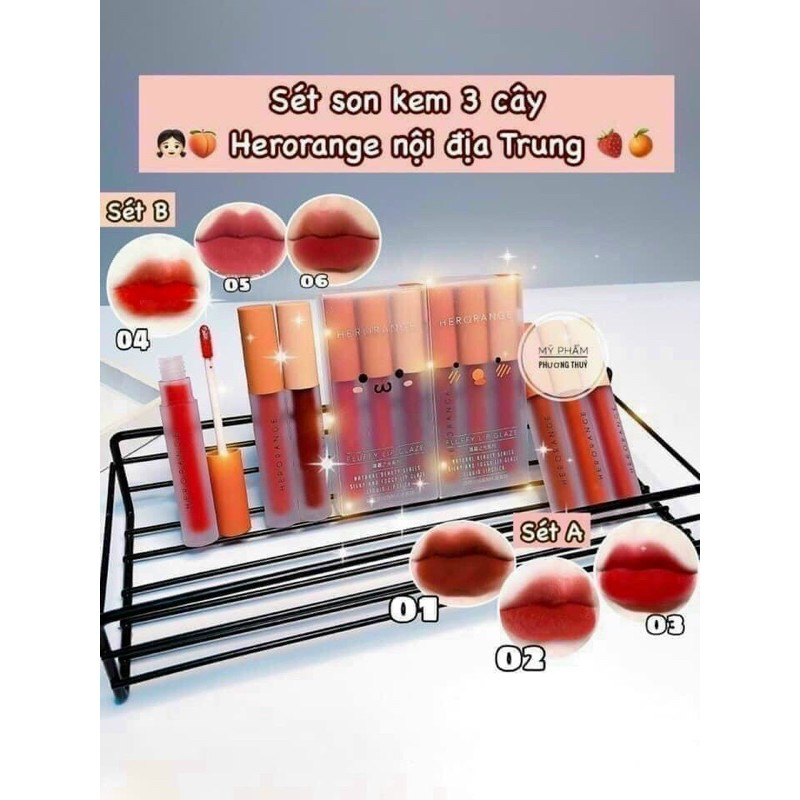 Set Son Kem Lì 3 Cây HeroOrange Nội Địa Trung