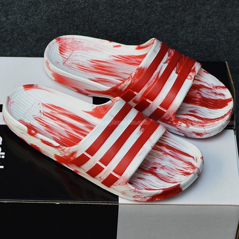 Dép ADIDAS DURAMO CAMO màu trắng đỏ sọc đỏ