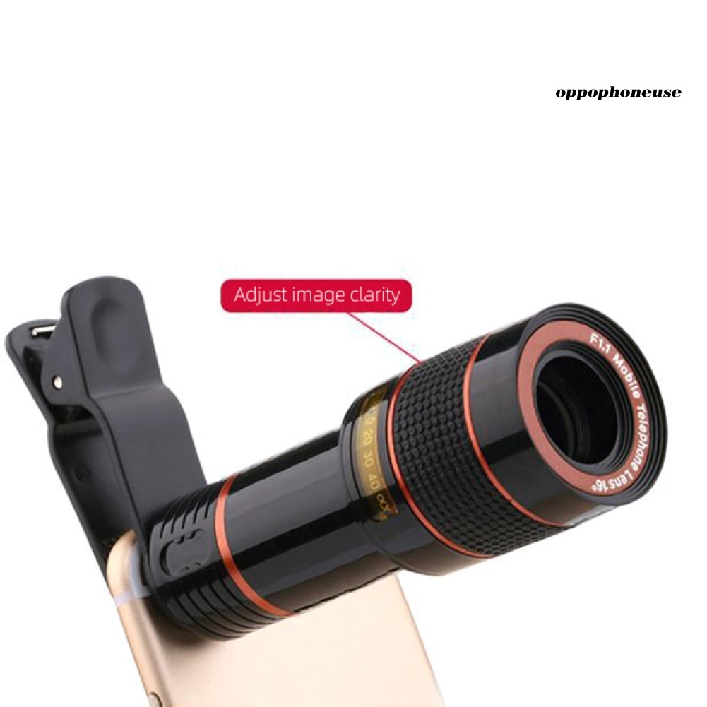 Ống kính phóng to 12x hd có kẹp gắn điện thoại
