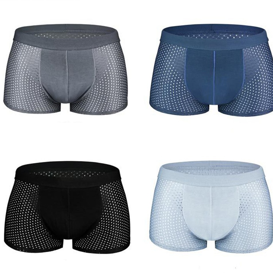 Sịp Nam Boxer, Sịp Lỗ Thông Khí Cực Thoáng Mát, Vải Lạnh Mặc Như Không Mặc