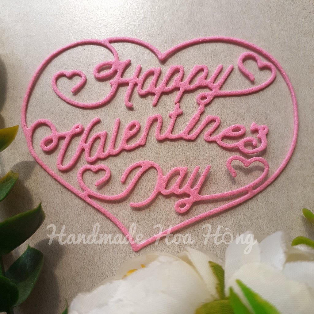 5 Khung chữ Valentines Day hình trái tim bằng giấy xốp, 7.3 x 6.3cm