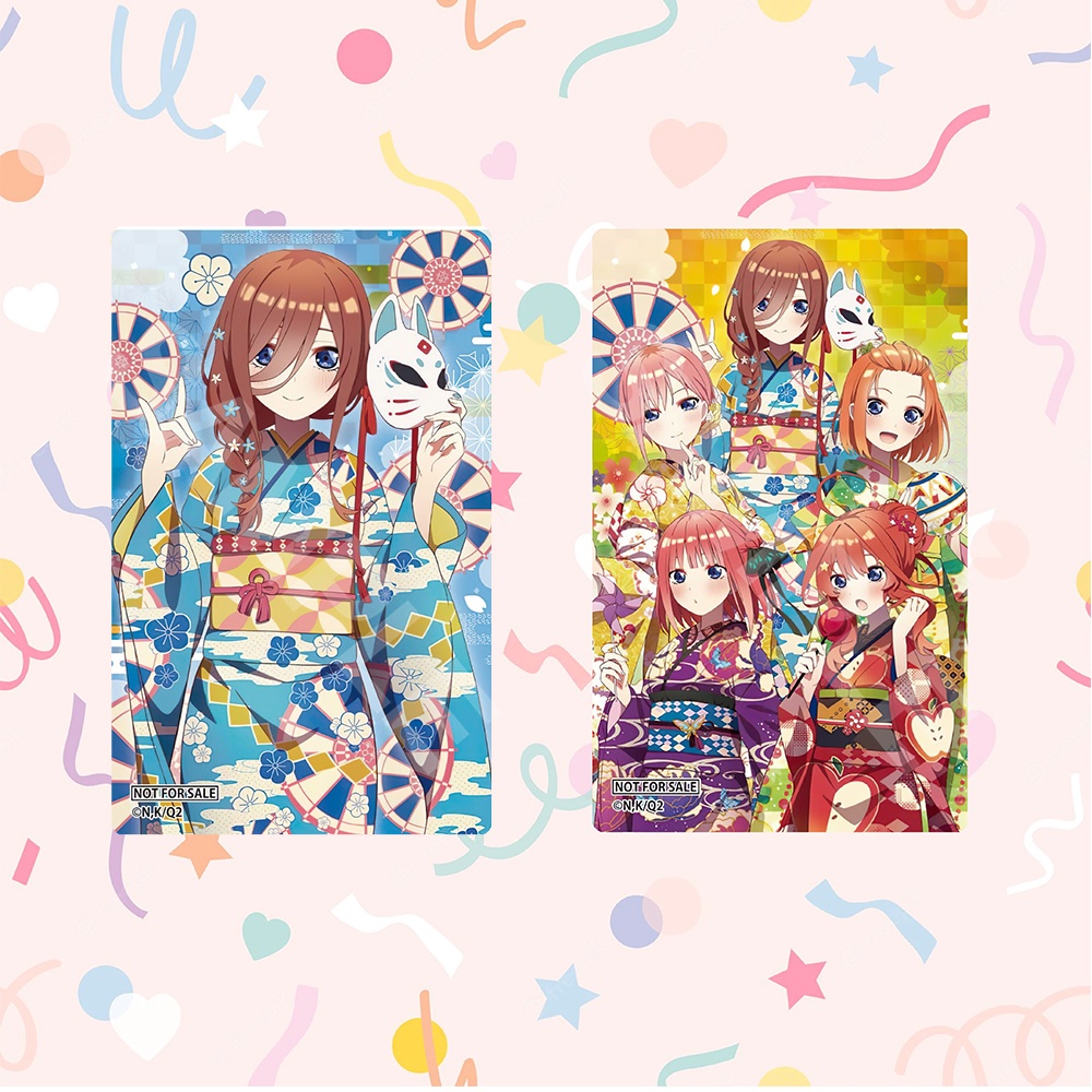 Ảnh card bo góc in hình Gotoubun No Hanayome ver LỄ HỘI - Nhà Có 5 Nàng Dâu thẻ bo viền 5*8cm 1 tấm