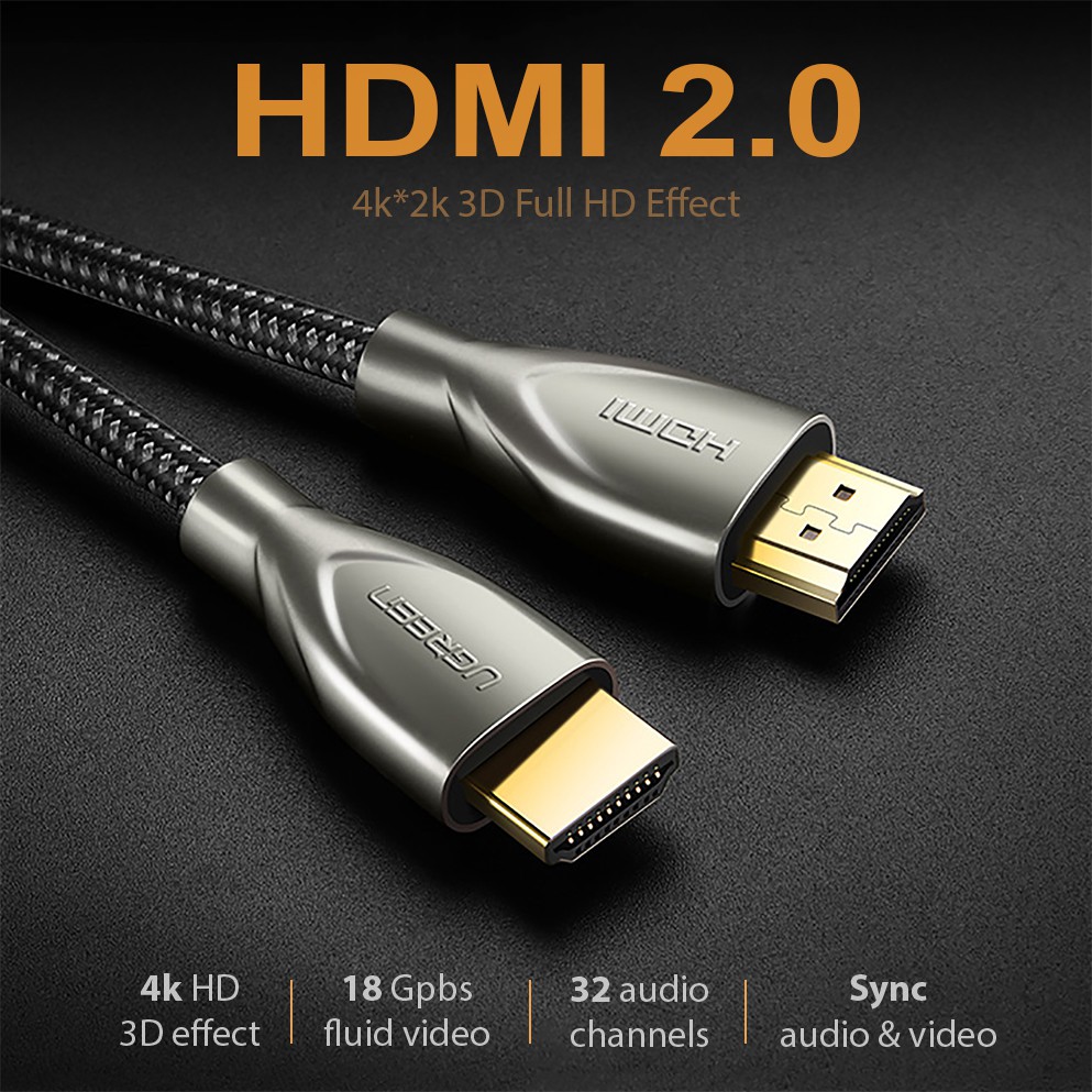 Cáp HDMI 2.0 Sợi Carbon Siêu Nhỏ Cao Cấp UGREEN HD131 | Hỗ trợ HDR 4K@60Hz