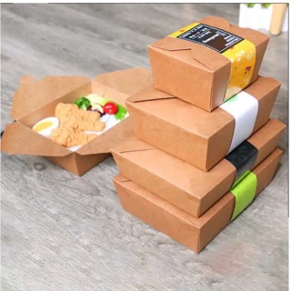 Hộp giấy kraft đựng đồ ăn nhanh D1.400/D1000 không đai(Giá 50 cái)