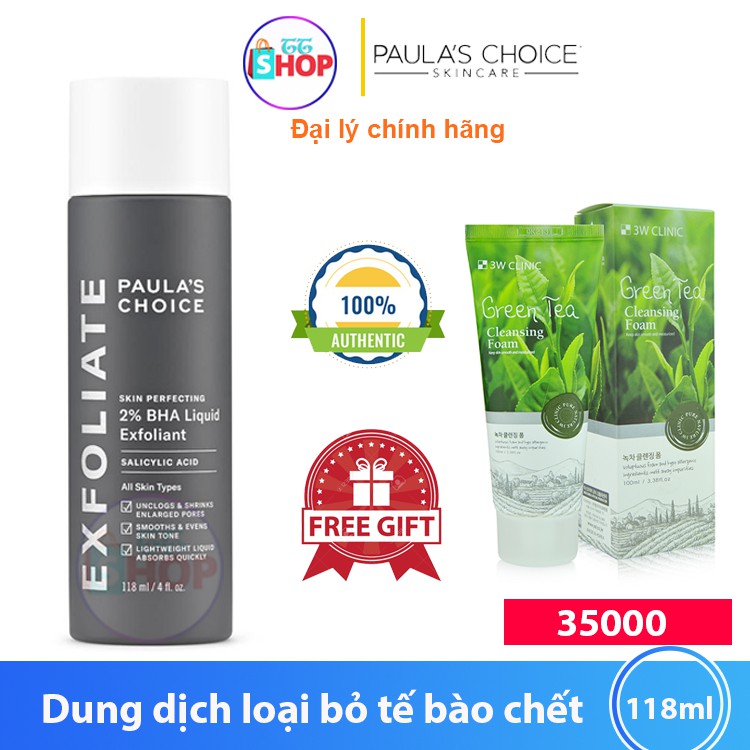 Dung dịch loại bỏ tế bào chết Paula's Choice Skin Perfecting 2% BHA Liquid Exfoliant 118 ml ttshop
