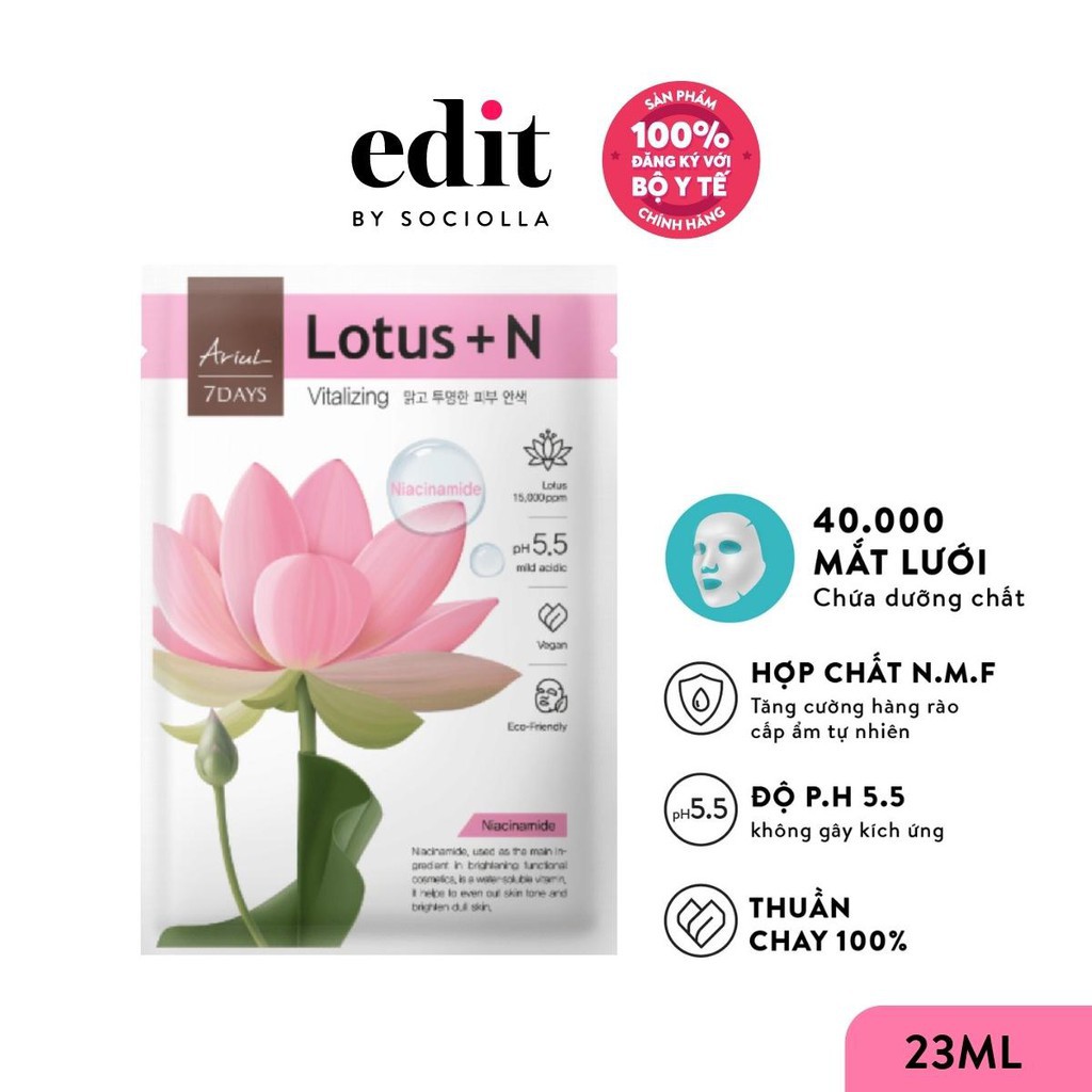 [Hàng tặng] Mặt nạ ARIUL 7 Days Mask Hoa sen Lotus + N (Niacinamide)