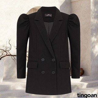 Áo blazer vai phồng đen tingoan PLAYDATE BLAZER/BL