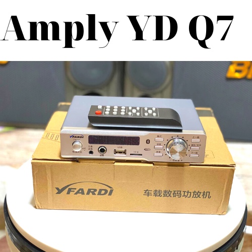 Amply mini bluetooth chạy điện 12v 24v Q7 hàng cao cấp, tặng kèm 1 dây nguồn 12v
