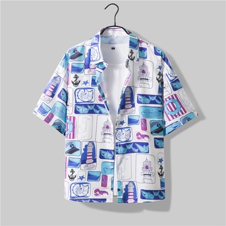 Áo sơ mi hoa áo sơ mi nam ngắn tay họa tiết hawaii