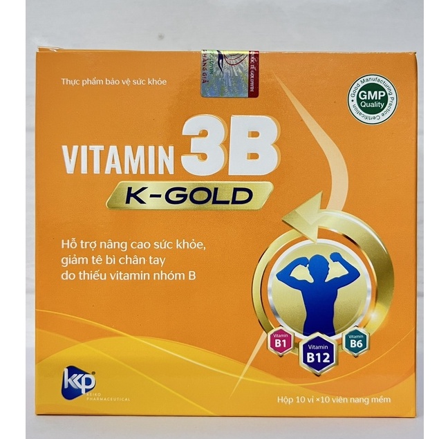 Vitamin 3B Kgold bổ sung giúp giảm tê bì chân tay chuột rút thiếu vitamin nhóm B.Hộp 100 viên suckhoechomoinha
