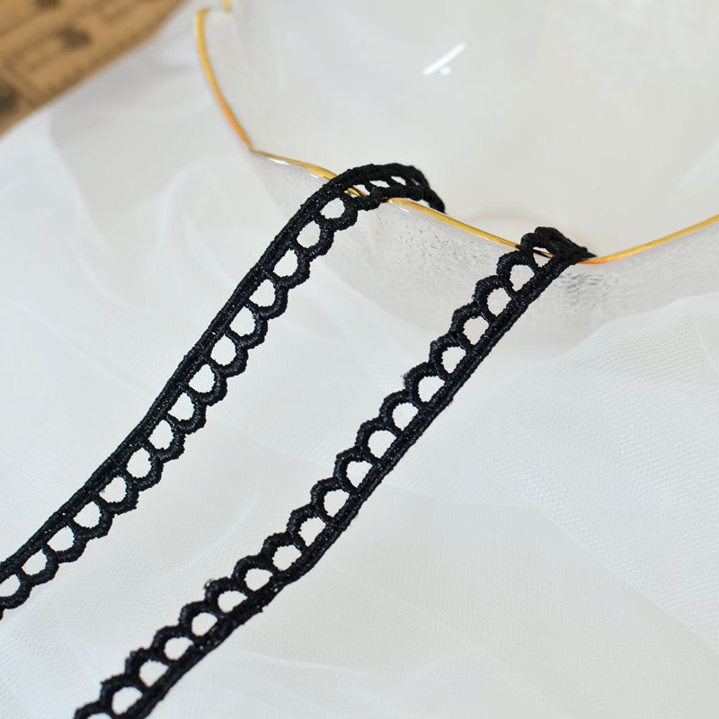 Cuộn Dây Ruy Băng Ren Trắng Đen 1m Dùng Trang Trí Váy