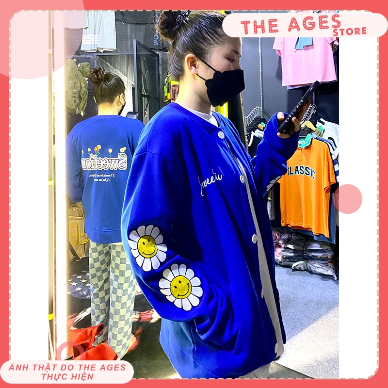 Áo khoác cardigan nữ form rộng Hoa Hướng Dương [THE AGES], áo khoác nỉ cardigan unisex ulzzang hàn quốc | BigBuy360 - bigbuy360.vn