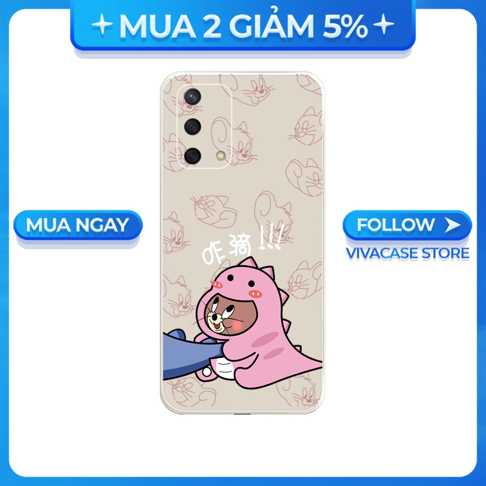 Ốp lưng cạnh vuông OPPO A1K/A5S/A74/A54/....viền bảo vệ camera hình Mèo và chuột
