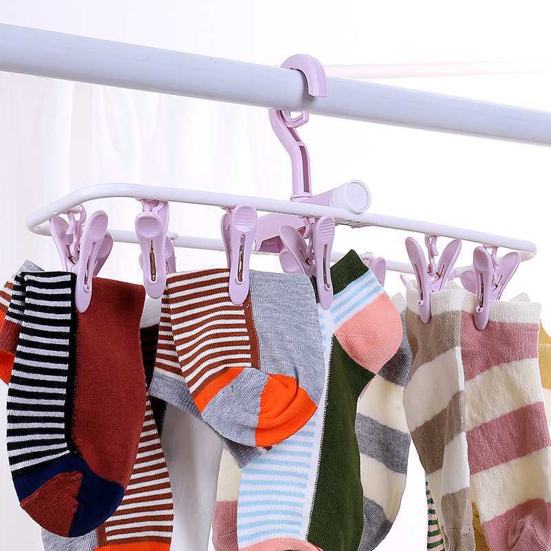 Móc kẹp phơi quần áo Áo Gấp gọn  Với 12 Kẹp Chống GióClip phơi quần áo,Sock Clip,Đồ lót Clip，Quần áo sinh viên Hanger