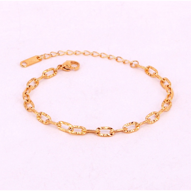 Lắc Tay Dây Xích Khắc Nổi Titan Ko Đen TT 4390