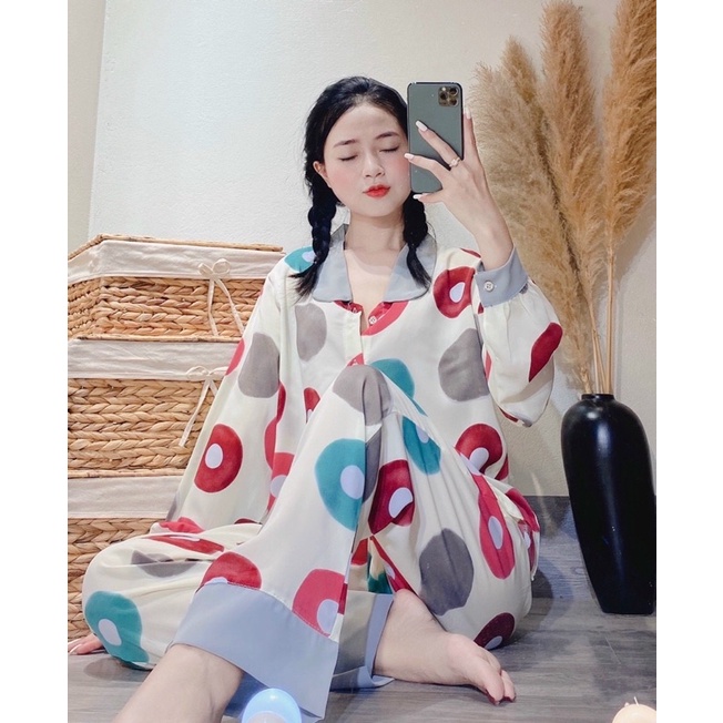 Bộ Ngủ Pijama Lụa Mango Cổ Sen  -Loại 1 ( có video+Ảnh)