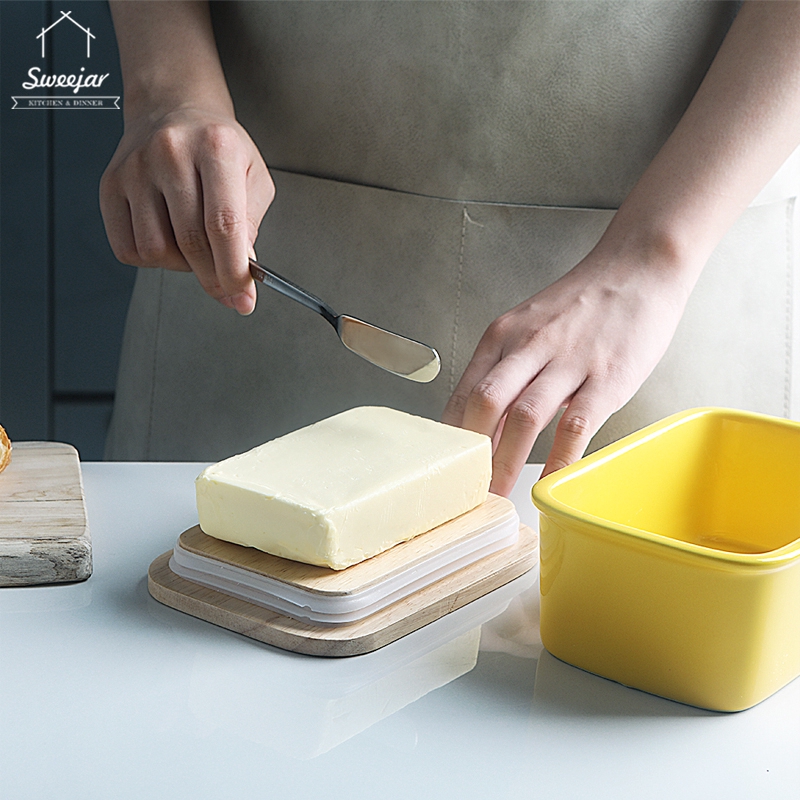 Hộp đựng bơ SWEEJAR có nắp đậy đóng kín chất liệu gốm tiện lợi