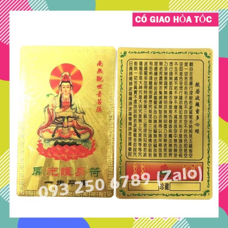 [ĐÃ KHAI QUANG] Kim Bài Quan Âm Bồ Tát, Bình An May Mắn Plastic