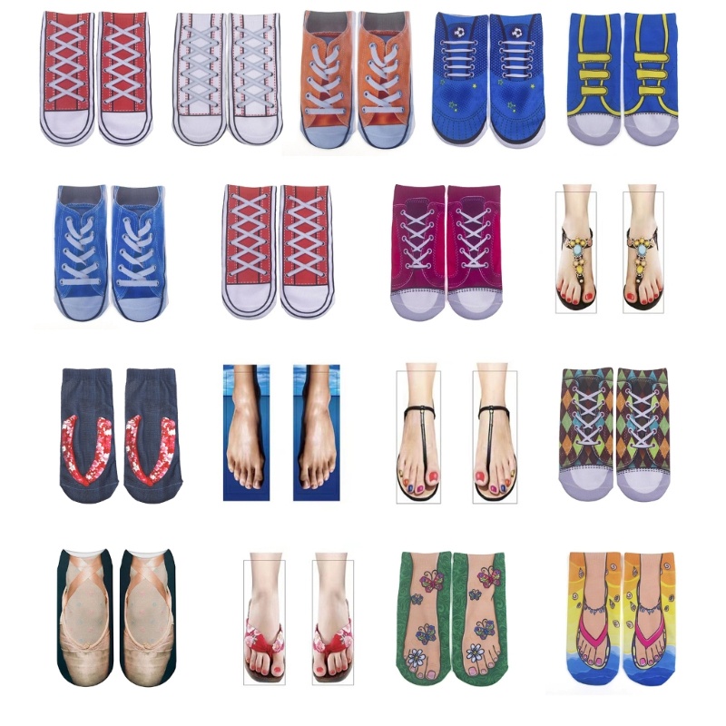 Xixi Đôi Vớ Thuyền In Hình Bàn Chân 3D Vui Nhộn Dành Cho Cả Nam Và Nữ