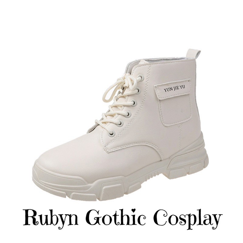 [CÓ SẴN] 🔥 Giày Boots Chiến Binh Cổ Lửng Hàn Quốc Jie Yu 2 màu đen, trắng sữa ( Size 35 - 40) | BigBuy360 - bigbuy360.vn