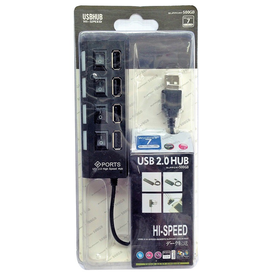 Hub Chia Cổng USB Từ 1 Ra 4 Có Công Tắc