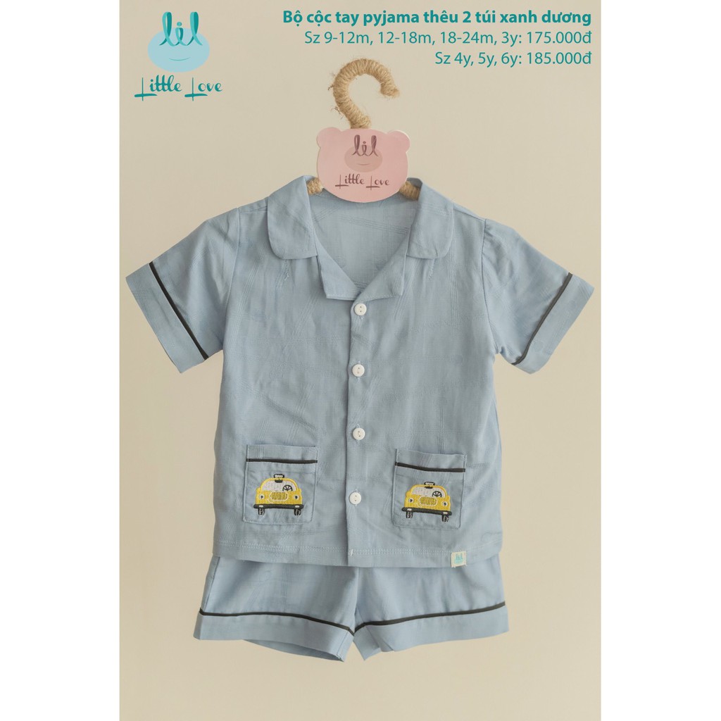 Bộ quần áo cộc tay Pijama thêu 2 túi Little love