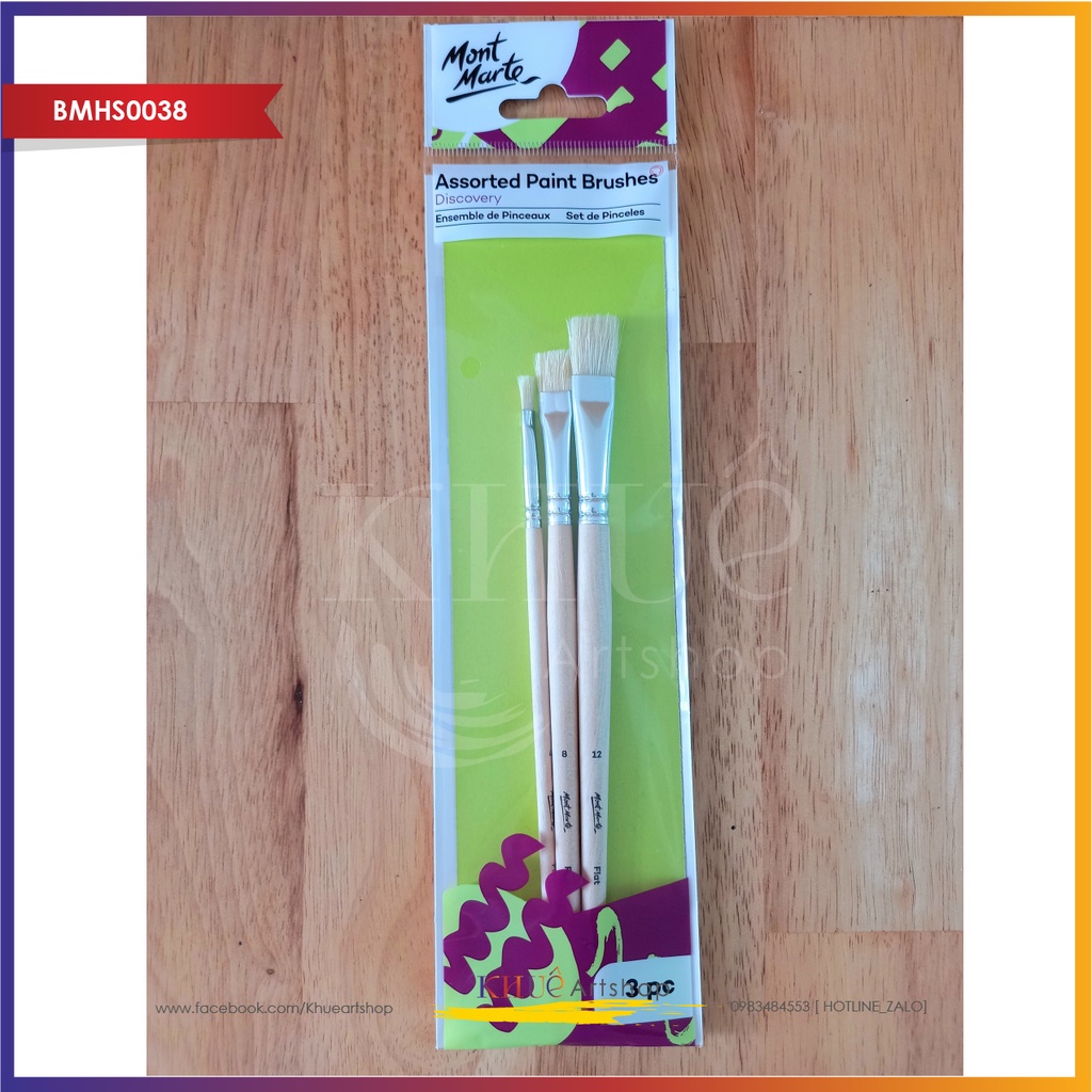 Set 3 cọ vẽ_ dùng để vẽ tranh,tô tượng_Mont Marte