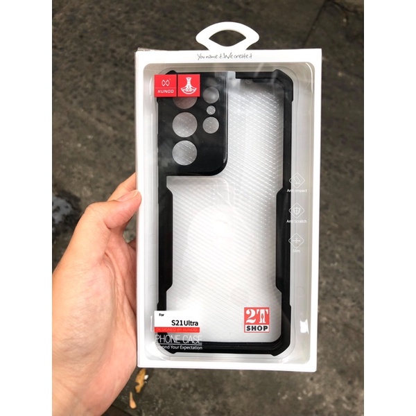 ỐP LƯNG XUNDD GALAXY S21 ULTRA CHỐNG SỐC, VIỀN ĐEN, CẦM CỰC MỎNG NHẸ