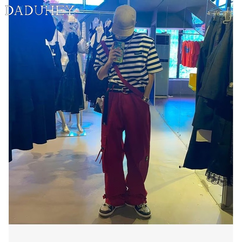 DaDuHey Men's And Women's 2022 Hong Kong Style Trendy Retro Straight Casual Pants Ins Summer Fashion and Handsome All-Match Loose Cargo Pants