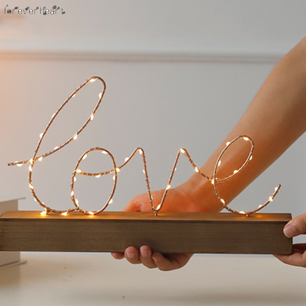 Đèn bàn trang trí phòng khách thiết kế hình chữ Love/ Home xinh xắn