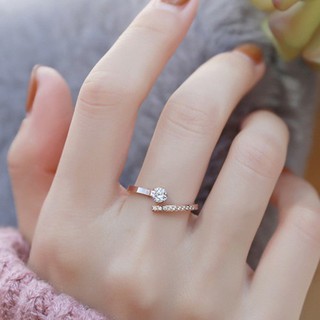 Nhẫn Nữ Bilyshop Kiểu Hở Mảnh Đính Đá Sang Trọng Titan Ko Đen Ko Ngứa TT 2465
