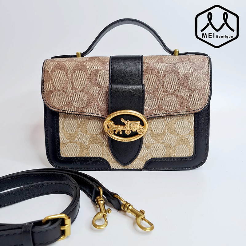 Túi coach đeo chéo thời trang khóa ánh vàng