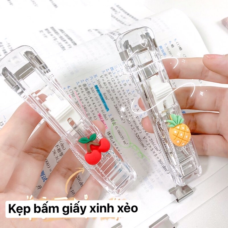 Kim bấm trong suốt mini sinh viên dễ thương/ Dập ghim giữ sách / tài liệu / gói giấy / bìa thư mục niêm phong dễ sử dụng
