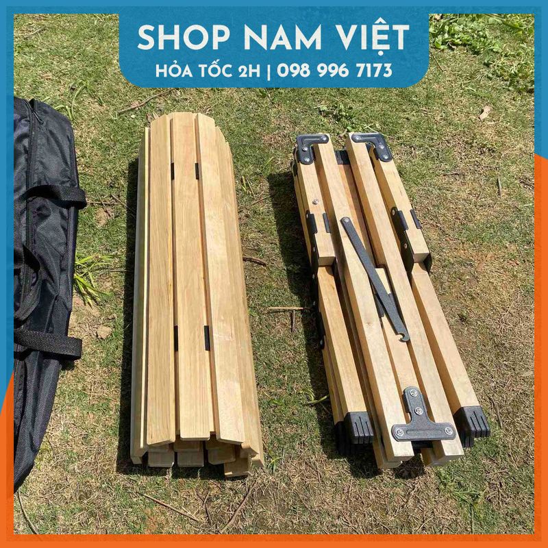 Bàn Xếp Gỗ Gấp Gọn Cho Cắm Trại, Dã Ngoại