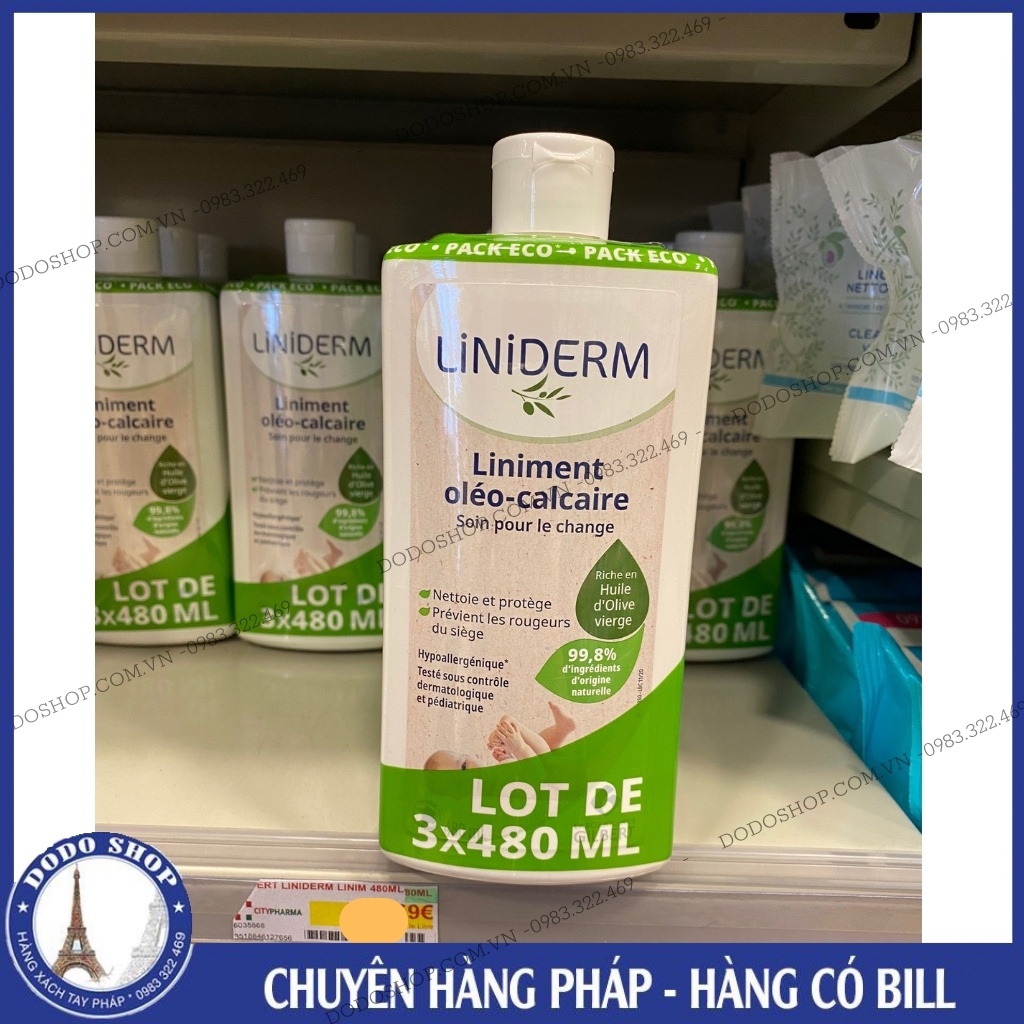 Kem thay bỉm Liniderm của Gilbert 480ml giúp mông khô thoáng, chống hăm, tiện lợi. Dung dịch thay bỉm liniment, liniderm