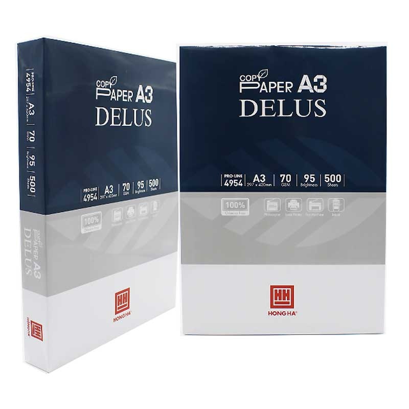 Giấy Photo A3 Định Lượng 70 Gsm Delus Hồng Hà 4954