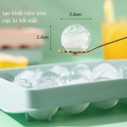 Khuôn làm đá bi tròn 33 viên, khay đá bi tủ lạnh 33 viên có nắp đậy tiện lợi