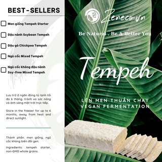 Tempeh đậu nành - Tempeh đậu gà gói lá không biến đổi gen | Non-GMO Chickpea-Soybean Tempeh Wrapped In Leaves