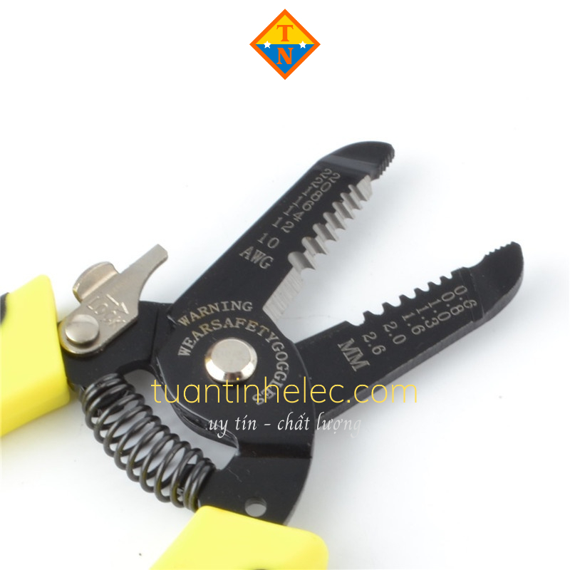 Kìm tuốt dây điện, phù hợp nhiều tiết diện lõi dây, có khóa an toàn khi sử dụng # công dụng cụ
