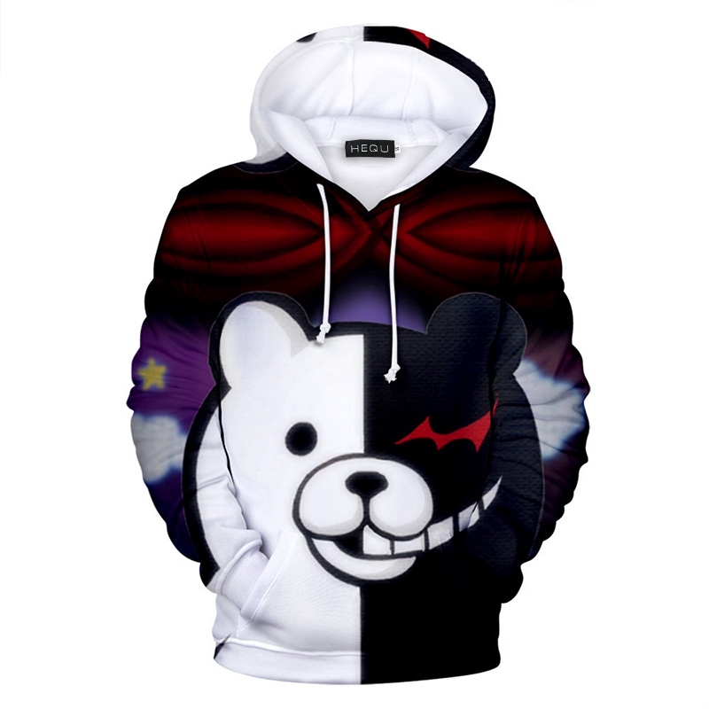 Áo hoodie tay dài in hình Monokuma Anime 3D