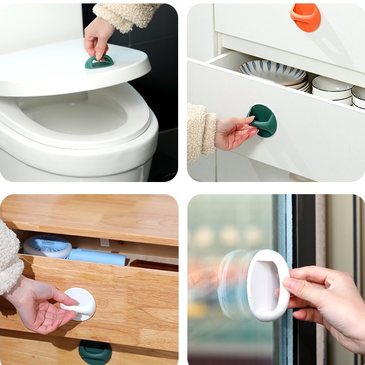 Tay Nắm Cửa Tủ Tự Dính Có Móc Tiện Dụng