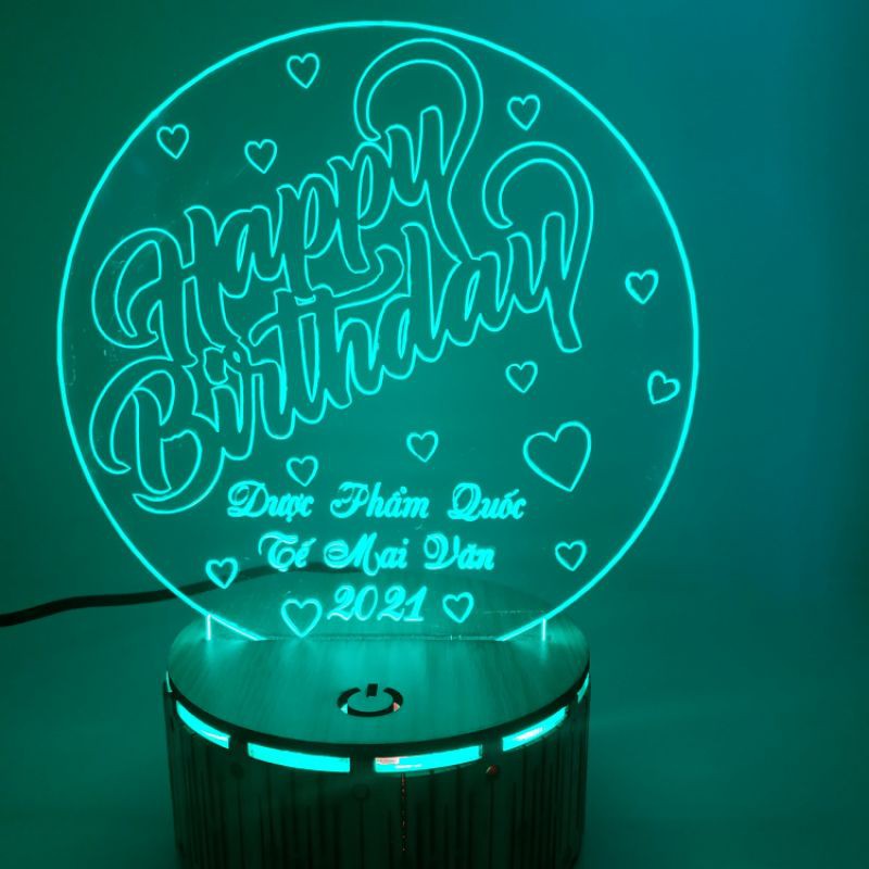 Đèn Led 3D Happy Birthday Khắc Tên Ngày Sinh Miễn Phí