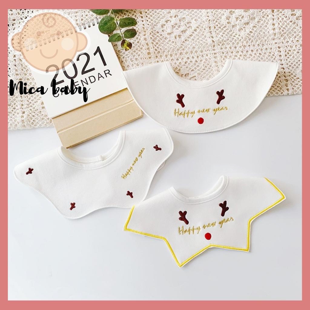 Set 3 yếm cổ tròn cotton cao cấp chống thấm cho bé Mica Baby YC01