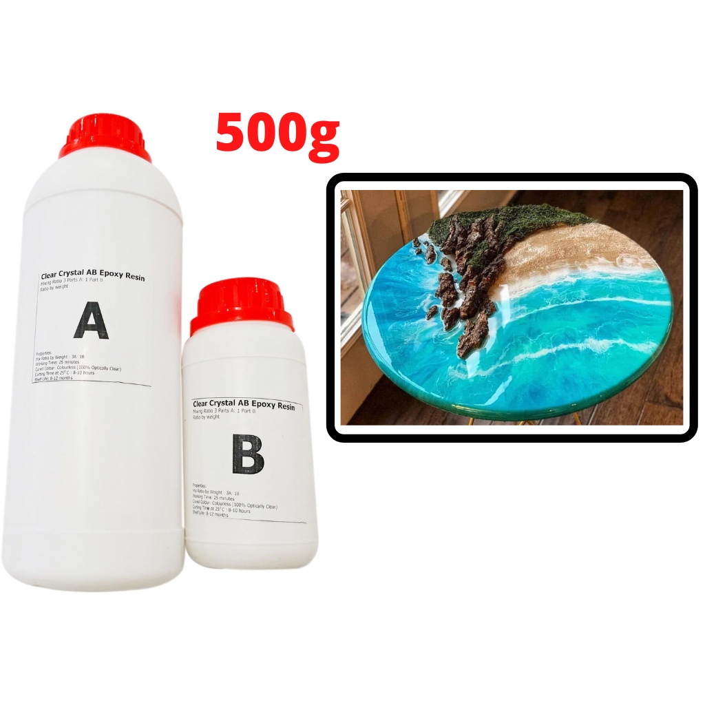Keo Đổ Nhựa Làm Khuôn, Vẽ 3D Trong Suốt AB Epoxy Resin Clear Crystal 500gram