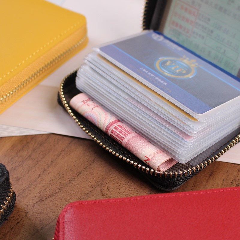 Ví đựng thẻ/ bằng lái xe IELGY màu trơn có khóa kéo cho nam và nữ