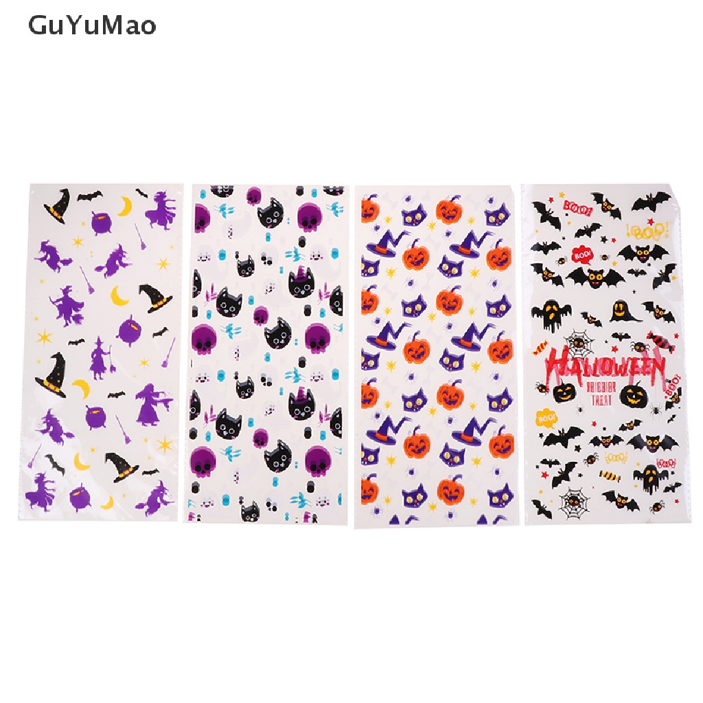 Set 50 / 100 Túi Nhựa Đựng Kẹo / Thức Ăn Trang Trí Tiệc Halloween Cho Bé