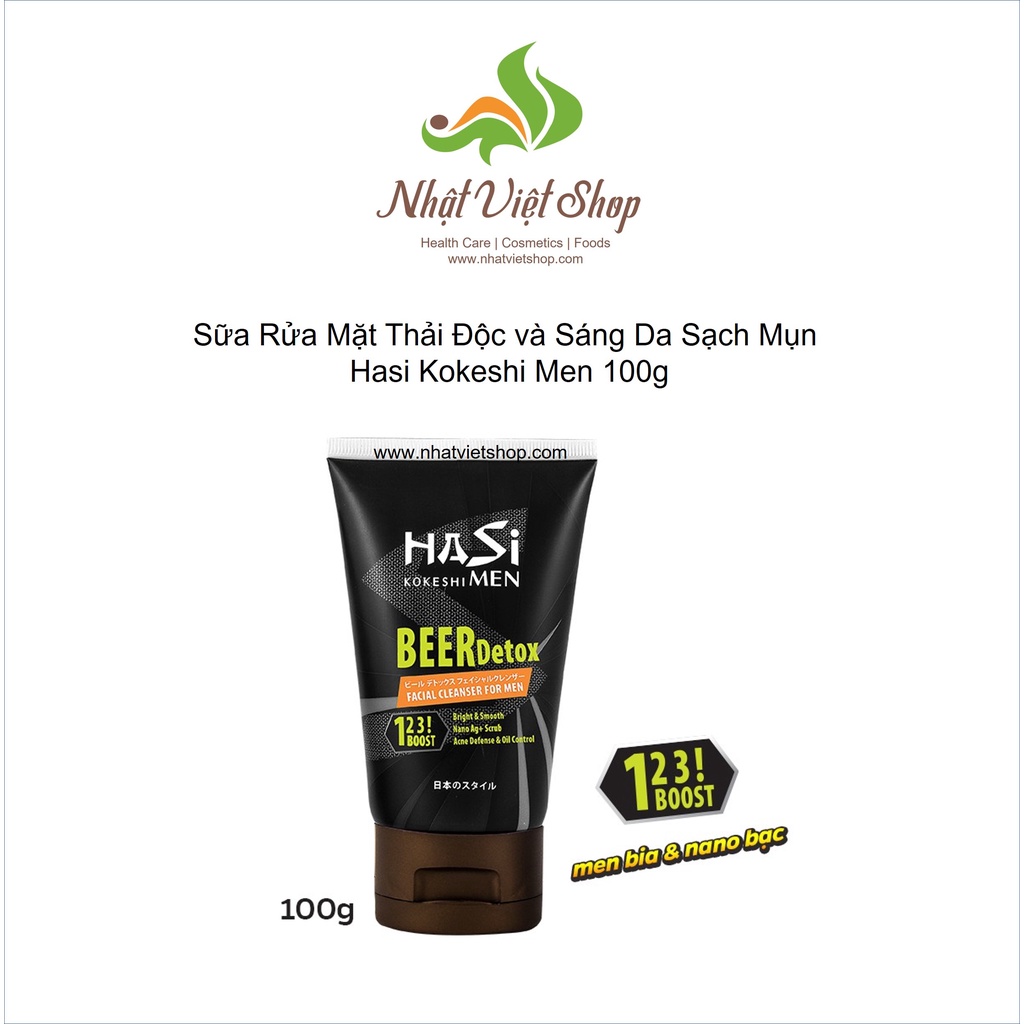 Hasi - Sữa Rửa Mặt Thải Độc và Sáng Da Sạch Mụn Hasi Kokeshi Men