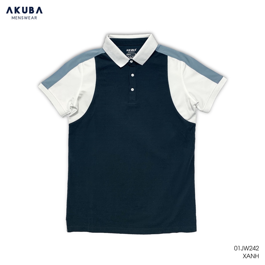 Áo thun polo nam AKUBA  form slimfit, chất liệu cotton, áo mịn, co giãn nhẹ, hạn chế xù lông, bền màu 01JW242