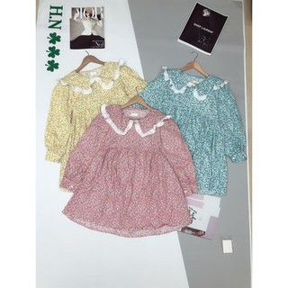 Váy đầm babydoll hoa nhí cổ bèo chất thô cao cấp siêu xinh